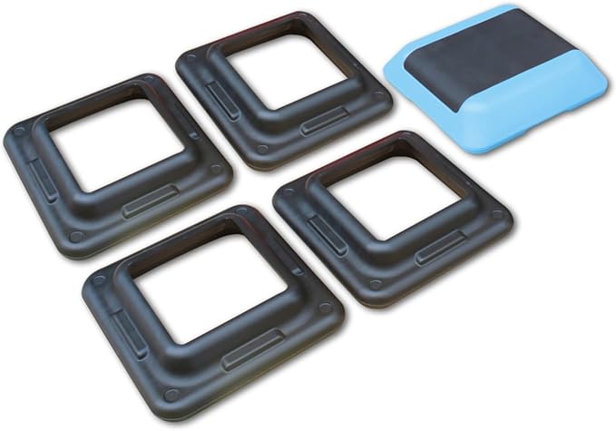 Height-Adjustable Step Aerobics Platform Fitness Equipment Stepper Trainer Exercise Step Platform with 4 Riser