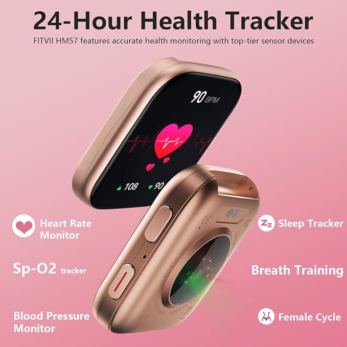 FITVII Health & Fitness Tracker (Answer/Make Calls), Smart Watch with 24/7 Heart Rate and Blood Pressure, Sleep Tracking, Blood Oxygen Monitor, 120+ Sport Modes Activity Tracker for Women Men