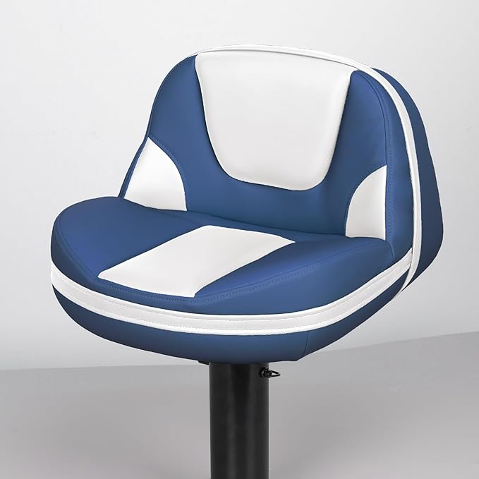 Lean Pro Casting Fishing Boat Seat High Back Bass Boat Seat, White/Blue