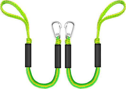 Bungee Dock Lines for Boats, 2 Feet, Pack of 2 (Green&Yellow)