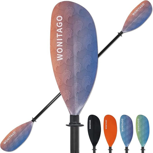 Kayak Paddle with Fiberglass Shaft and Reinforced Nylon Blade, Adjustable Kayaking Oars, 3 Piece, 230-250 cm/90-98 inches, 210-230 cm/82-90 inches