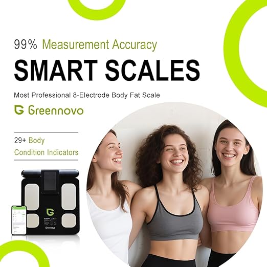 Fitness Body Fat Scales with Hand Sensors 8 Electrodes 29 Body Analysis 180kg Weight Scale, Professional Body Fat and Muscle Mass Analyzer with App/Large Display (White)