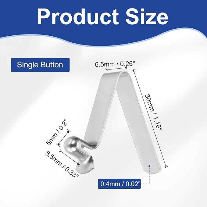 HARFINGTON Single Button Kayak Paddle Snap Spring Clip Spring Steel V-Shaped Hollow Lift Telescopic Locking Tube Pole Clips for Tent Umbrella Camping