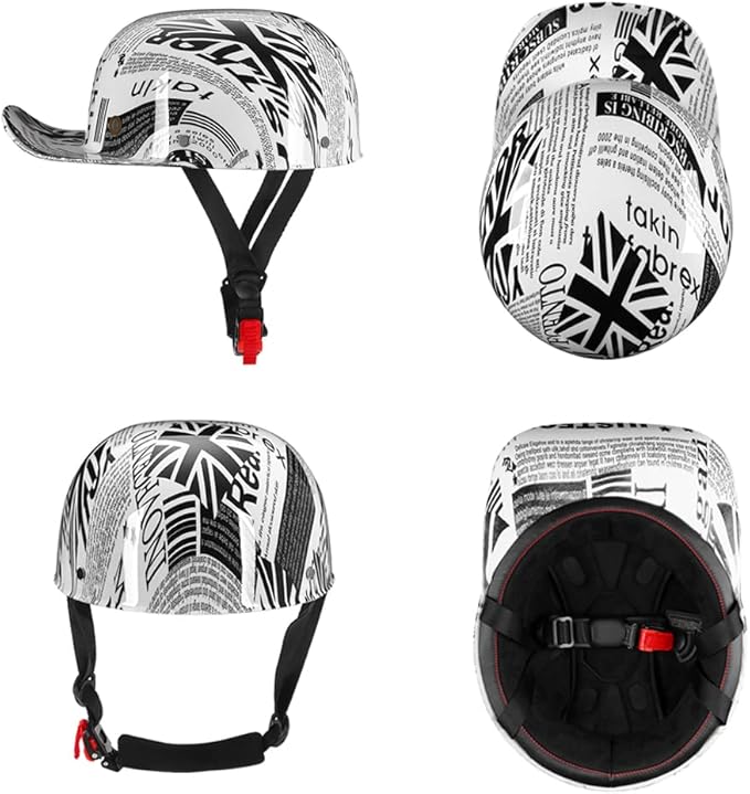 Vintage Retro Open Face Motorcycle Helmet Baseball Cap Half Helmets Men Women for Moped Cap Jet Scooter Street Cruiser with Mask Glasses - DOT Certified