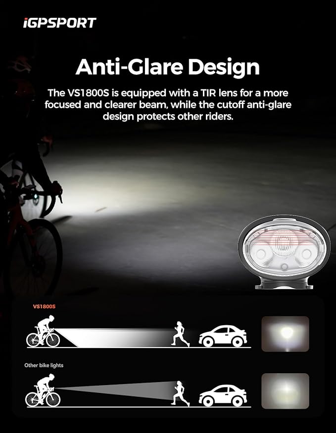 iGPSPORT Smart Bike Light, 500/800/1200 Lumens Bright Bicycle Headlight for Night Riding Cycling Rechargeable Waterproof