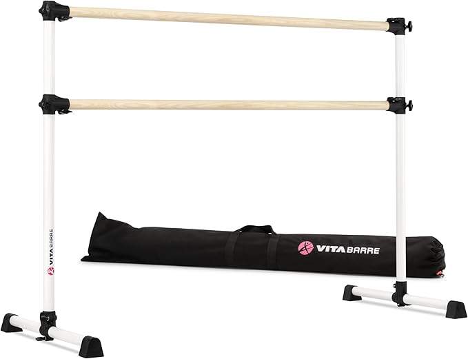 VITA Barre Portable Freestanding Double Ballet Barre, Prodigy, with Carry Bag | Adjustable Height, USA Made, Home or Gym Exercise Equipment for Kids & Adults | Dance, Fitness, Pilates