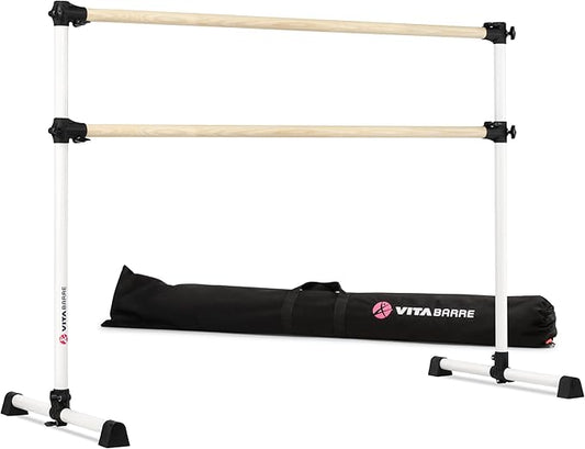 VITA Barre Portable Freestanding Double Ballet Barre, Prodigy, with Carry Bag | Adjustable Height, USA Made, Home or Gym Exercise Equipment for Kids & Adults | Dance, Fitness, Pilates