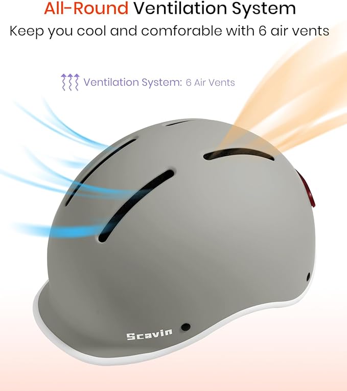 Bike Helmet for Adult: Bicyle Helmet with EPS Foam Interior for Men & Women, Adjustable Cycling Helmet with LED Light Safety Certified for Commuting