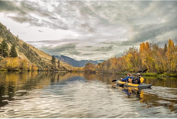 Advanced Elements - Island Voyage 2 Inflatable Kayak - Recreational Convertible Kayak - for 1 or 2 Person - 11 ft - Yellow