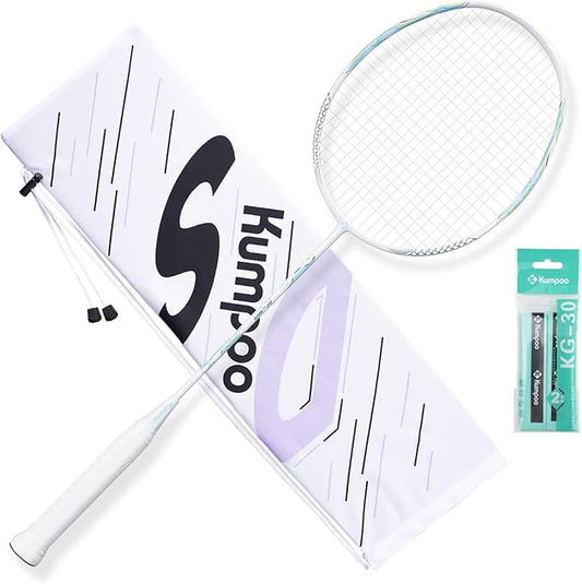 Professional Badminton Racket 5U | Carbon Fiber Badminton Racket Set with Grip Tape & Cover Bag | Pro Badminton Racquet Lightweight for Beginner, Intermediate Players Outdoor Games
