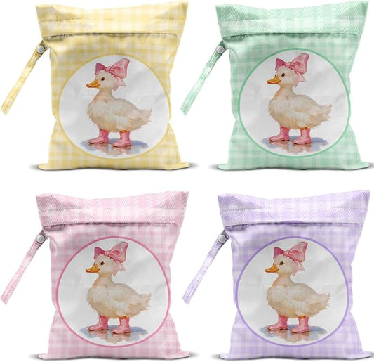 4 Pack Cute Wet Bag Waterproof Washable Reusable Wet Dry Bag for Swimsuit Clothes Cloth Diaper Travel Beach Pool Yoga Gym Toiletries Travel Beach Essentials, Inspirational Duck Christian Gifts