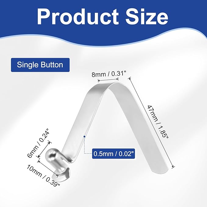 HARFINGTON Single Button Kayak Paddle Snap Spring Clip Spring Steel V-Shaped Hollow Lift Telescopic Locking Tube Pole Clips for Tent Camping