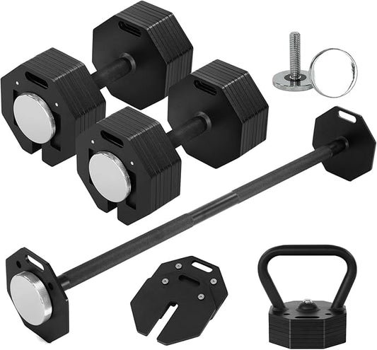 Adjustable Dumbbell Sets 160LBS/180LBS Durable Steel Build, Free Weights Dumbbells Set with Barbell/Kettlebell Handle Sets 3-in-1 Multifunctional Dumbbell Fitness Exercises for Home Gym Suitable Men/Women 80LB/90LBX2