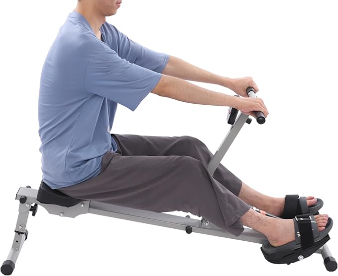 Foldable Rowing Machines, Hydraulic Rower 12 Levels Resistance Force, Low Noise, LED Display Full Body Workouts Equipment for Home
