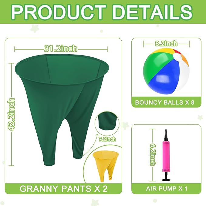 Granny Pants Yard Game Freaky Party Games Pants with Bouncy Balls and Air Pump Oversized Granny Pants Outdoor Game for Adults and Family Interactive Throwing Game for Group Gatherings