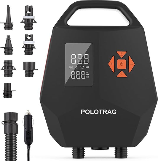 Paddle Board Pump, SUP Pump Electric Portable with Auto-Off/Deflation, 12V DC Car Connector Air Pump for Inflatables, Kayak and Air Mattress