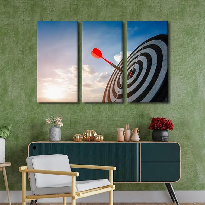 Wall Art Painting Dart Hits the Bullseye Inspirational Bedroom Living Room Wall Decor Successful Concept Framed Office Modern Dart Pictures Canvas Prints Artwork for Bathroom Decorations, 24" Wx36 H