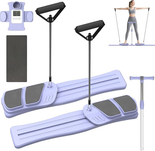 Pilates Board - Pilates Reformer Set, Multi-Detachable Ab Trainer Machine for Home, 6 in 1 Pilates Slider Board, 330 lbs Capacity, Foldable Pilates Equipment for Women Core Workouts