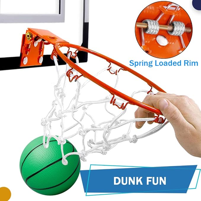 Indoor Basketball Hoop Set for Kids Adults, Mini Over The Door Hoop Set with 4 Mini 6" Balls for Wall Home Office, Upgarde Wall Mount Basketball Goal Sport Game for Boys Age 3-12 Years