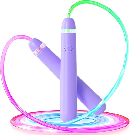 LED Light Up Jump Rope for Kids and Adult, Adjustable Glowing Skipping Rope for Boys and Girls, Colorful Luminous Jumping Rope for Fitness and Workout