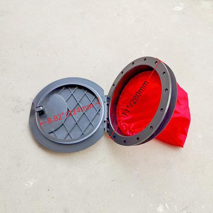 Round/Square Hatch Cover Deck Panel, ABS Sealed Hatch Cover kit with red Waterproof Bag, Suitable for Kayaking