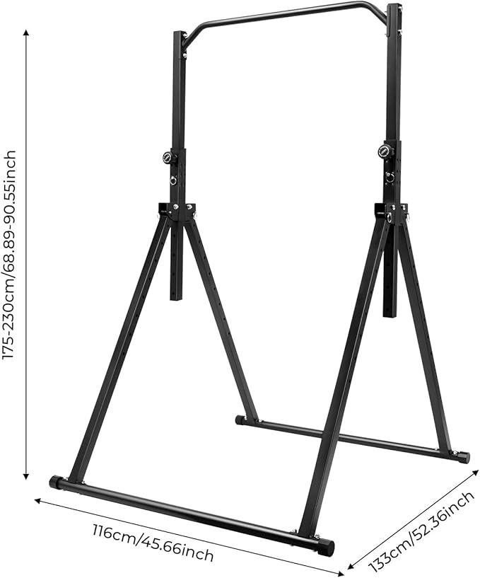 Triangular Pull Up Station, Carbon Steel Pull Up Bar for Home Gym Strength Training Equipment, 440.92 lbs 4.36 * 3.81 ft Adjustable Height Home Pull Up Bar (Free Standing)