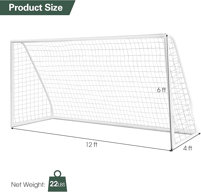 GYMAX Soccer Goal, Soccer Goals for Backyard with All Weather Net, Ground Stake & Zip Ties, Easy Assembly Folding Soccer Frame and Net for Kids School Club Training Practice