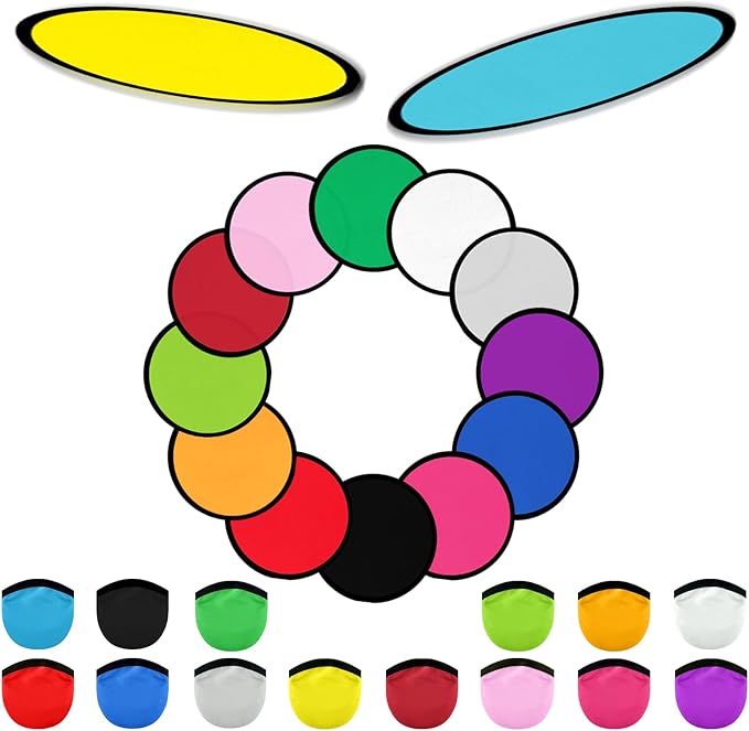 140 PCS Foldable Flying Disc Fans with Bags, 9.8'' DIY Handheld Black Egde Fabric Folding Fan for Outdoor Game Activities Birthday Party Favors Gifts, 14 Colors