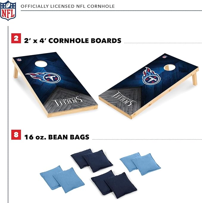 Wild Sports NFL Football 2' x 4' Regulation Size Solid Wood Cornhole Set with Direct Print HD Team Graphics Great Gift for Any Football Fan! Bean Bag Toss Family Outdoor Game