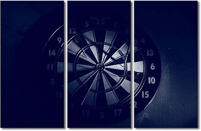 TUMOVO 3 Pieces Sports Theme Canvas Wall Art, Dart Hits the Bullseye Art Print for Contemporary Wall Decor Dart Board Posters Gift Wall Art for Room House Decorations Framed Ready to Hang(28" Wx42 H)