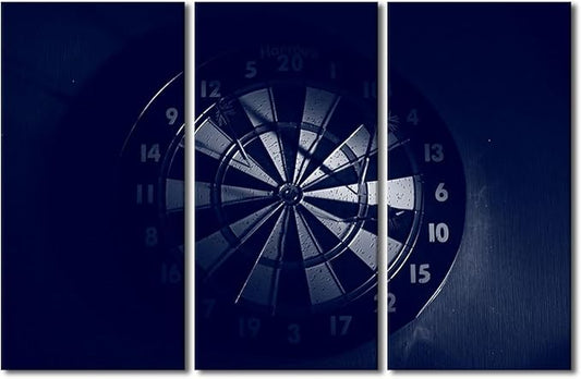 TUMOVO 3 Pieces Sports Theme Canvas Wall Art, Dart Hits the Bullseye Art Print for Contemporary Wall Decor Dart Board Posters Gift Wall Art for Room House Decorations Framed Ready to Hang(28" Wx42 H)