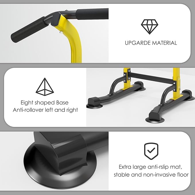 Dland Power Tower Pull Up Bar Dip Station and Height Adjustable Dip Bar Stand, Multi-Function Home Gym Exercise Equipment Strength Training Fitness Workout Station