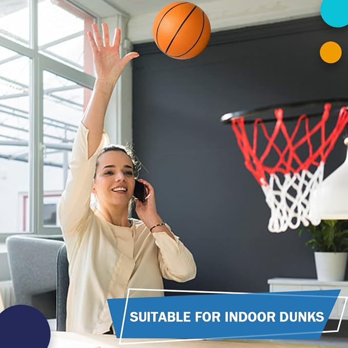 Dilabnba 6 INCH Rubber Basketball, Colorful Kids Mini Toy Ball, Children's Basketballs with Pump, Indoor Outdoor Fun Sports for Kids and Adults(7 Pack)