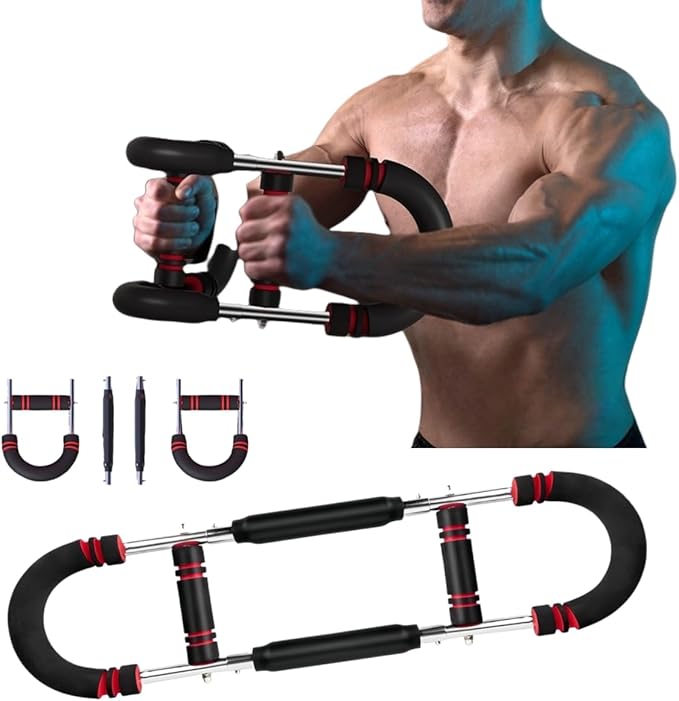 Twister Arm Exerciser,80-110lb Adjustable Spring Workout Bar, Forearm Triceps Chest Enhanced Exercise Strengthener,Portable Home Fitness Equipment, Detachable Design Fitness Anywhere