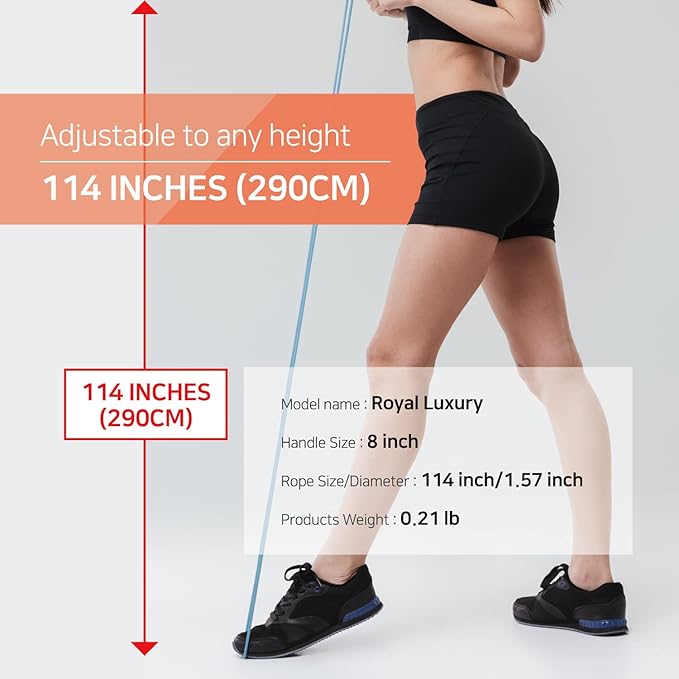 Skipping Jump Rope for Fitness Workout - Light Weight, Adjustable, Tangle Free, Excellent line control for Cardio Boxing, CrossFit, Training Exercise All Ages and Gender ( Special Luxury, KA-220, Made in Korea)