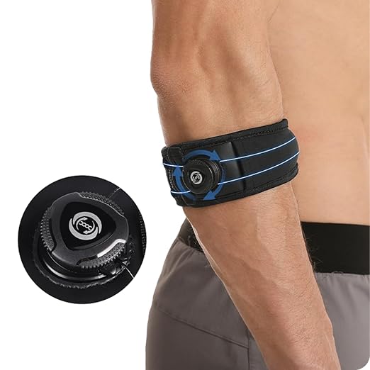 Tennis Elbow Brace for Men & Women, 2 Pack Elbow Support Strap for Golfers, Basketball, Baseball, Badminton, Weightlifting - Tendonitis, Arthritis, Pain Relief, with Knob style Automatic Buckle