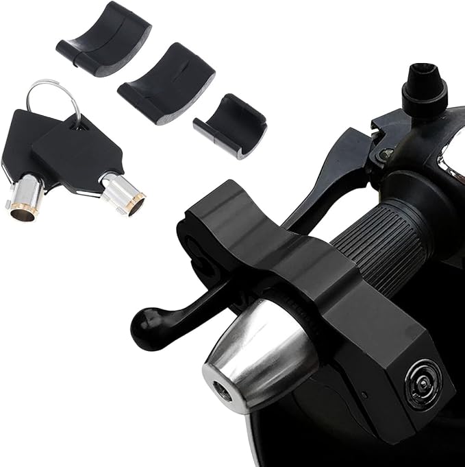 Windance Motorcycle Handlebar Lock Anti Theft Heavy Duty Brake Lever Parking Security Lock for Mopeds Motorbike Bike ATV (Black)