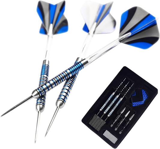 Formula Sports 90% Tungsten Steel Tip Darts Set - Professional Darts Metal Tip Set Available in 21g/22g/23g/24g, with Aluminum Shafts, Tungsten Barrels, Extra Flights, Sharpener, Carrying Case