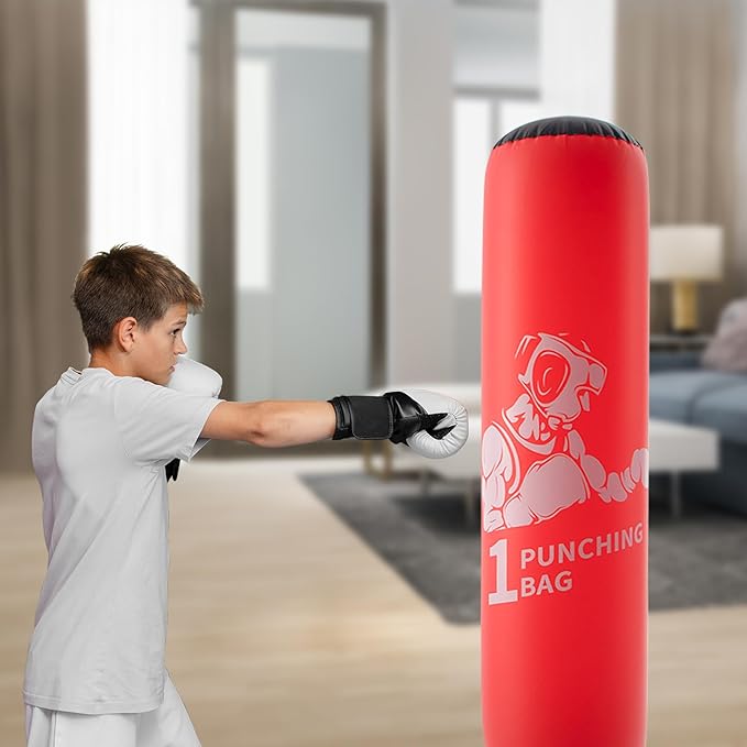 DIMAR GARDEN Inflatable Punching Bag for Kids, 64 Inch Boxing Bag for Karate & Taekwondo Practice