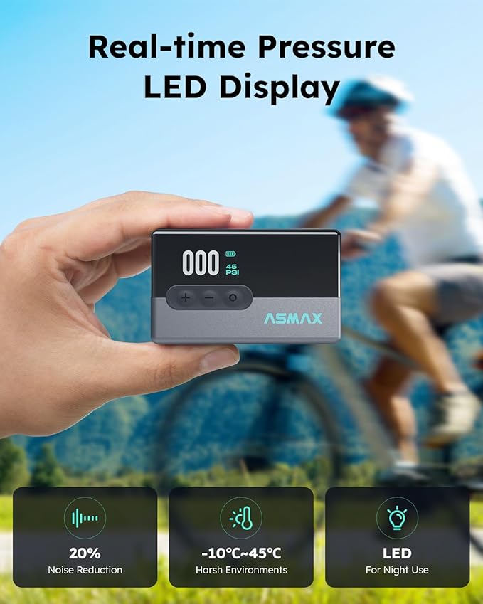 T30 Mini Bike Pump, 16s Fast Inflate Electric Bike Pump with Gauge, 120PSI Portable Bicycle Tire Pump with Presta and Schrader Valve for Road Bikes, MTB, E-Bike, Motorcycles, Balls