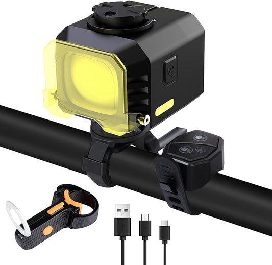 Ultra-Bright Rechargeable Bike Light, IPX5 8 Modes Including Fog Lights, Type-C Fast Charging, Rear Light with 5 Modes – Ideal for Night Riding, Mountain Biking, Commuting, Road Cycling