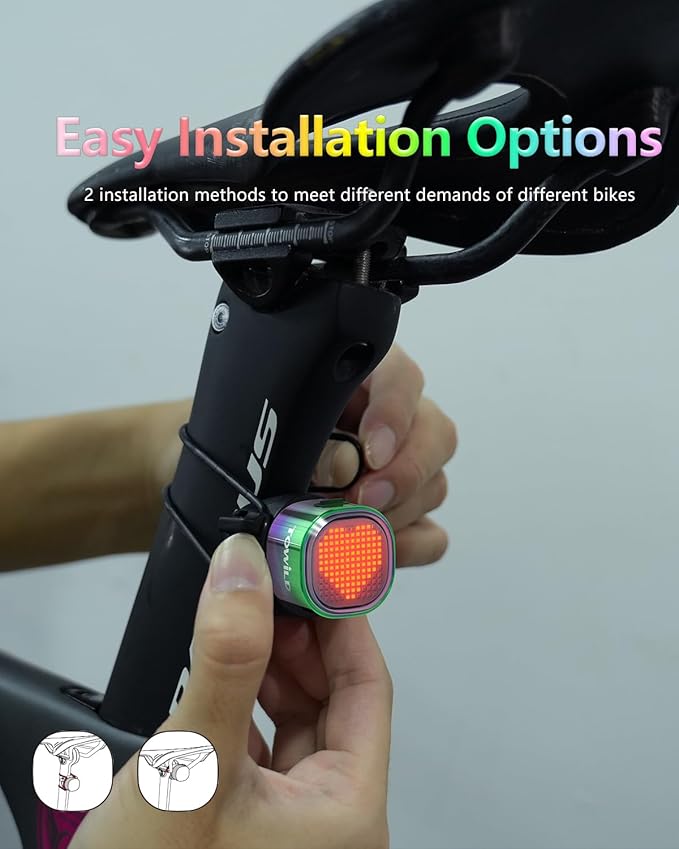 TOWILD TL08 Bike Tail Light, Customized Patterns Full-Color Bike Rear Light, Brake Sensing, USB-C Rechargeable, IPX6 Waterproof