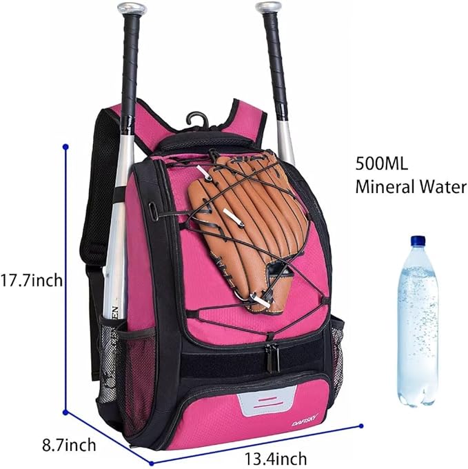 Baseball Bag Softball Backpack - Youth Adult T Ball Bat Equipment Bag with Bat Helmet Holders, Shoe Compartment
