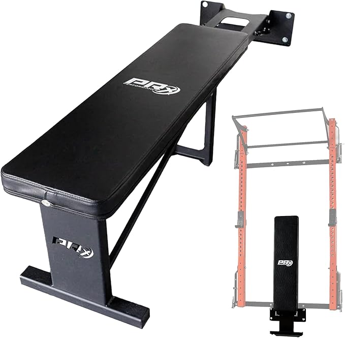 PRx Performance Folding Wall Mounted Flat Weight Bench - Home Gym Equipment, Space-Saving Workout Bench, Full Body Exercise, Weightlifting, Bench Press Seat, Ideal For Gym Enthusiasts - Black