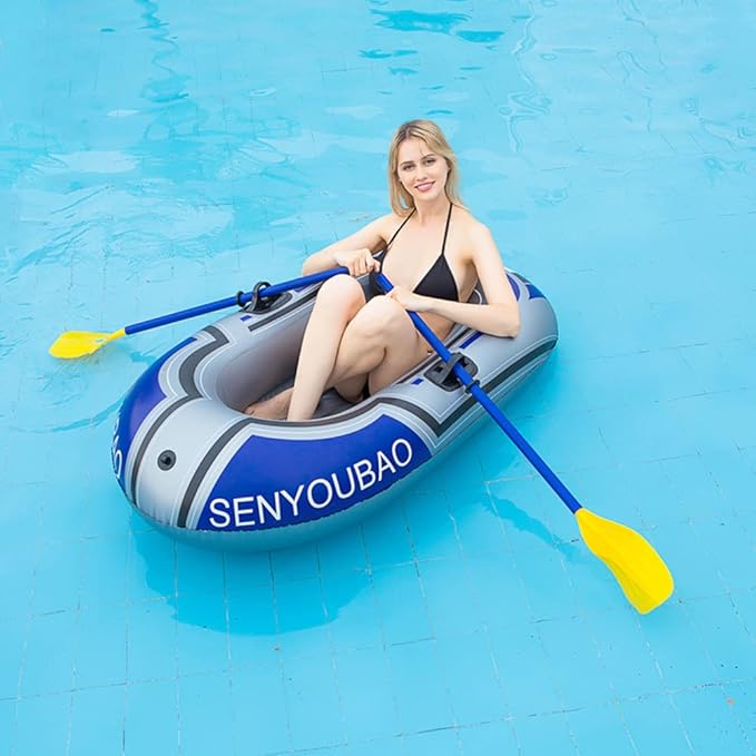 ptlsy Inflatable Boat, Swimming Pool Lake Float Raft for Adults, Portable Fishing Boat Raft for Lake with Oars Hand Pump