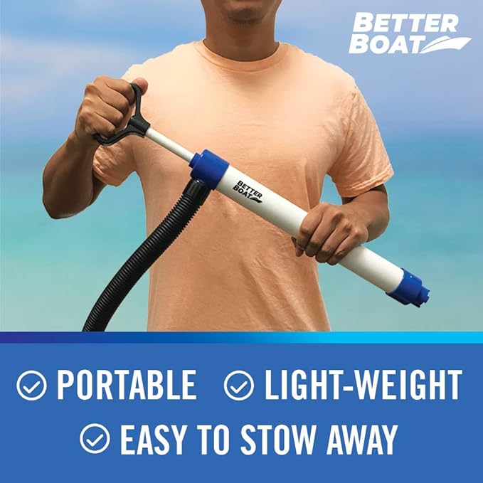 Manual Bilge Pump for Boats, Kayak, Canoe, Hand Water Pump with Hose, Portable Handheld Siphon Bailer, 20 Gallons Per Minute Suction, Marine Grade