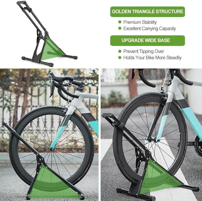 RELIANCER 3 Adjustable Bike Storage Stand,Bicycle Floor Parking Rack,Steady Bike Wheel Holder Fit All Mountain & Road Bikes,Indoor Outdoor Cycling Storage Organizer,Apartment Garage Cycle Tires Holder