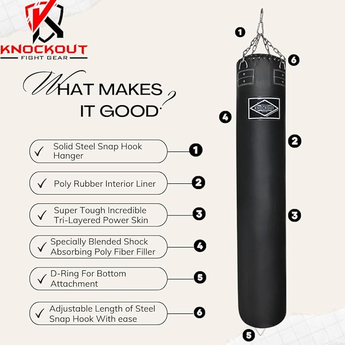 100 lbs 6 Feet Punching Bag Filled Boxing Heavy Bag Hanging Professional Workout Muay Thai Bag Filled Banana Punching Bag Martial Arts Training Equipment MMA
