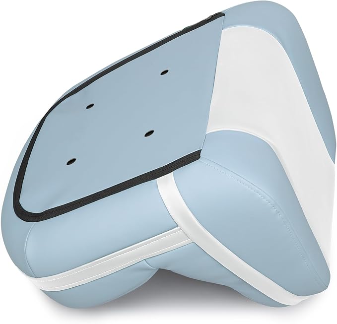 Lean Pro Casting Fishing Boat Seat High Back Bass Boat Seat, White/Sky Blue