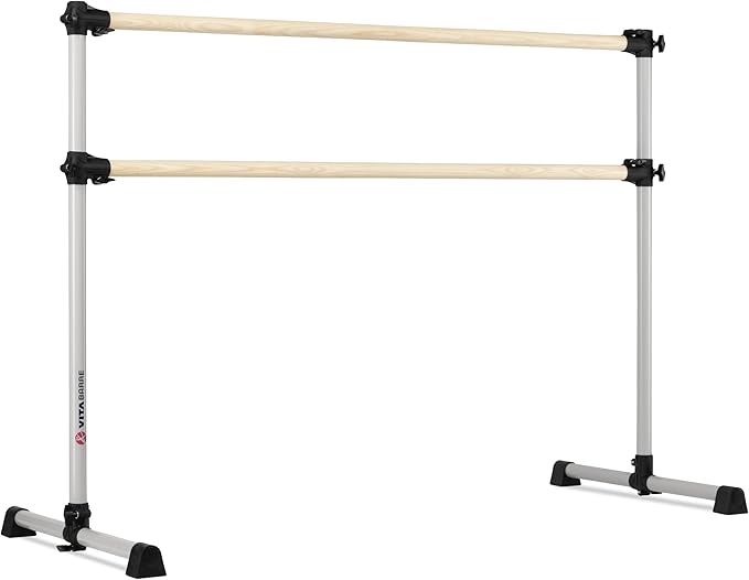 VITA Barre Portable Freestanding Double Ballet Barre, Prodigy, Wood | Adjustable Height, USA Made, Home or Gym Exercise Equipment for Kids & Adults | Dance, Fitness, Pilates